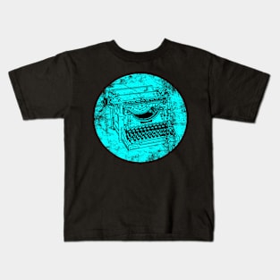 DISTRESSED VINTAGE TYPEWRITER TURQUOISE Kids T-Shirt